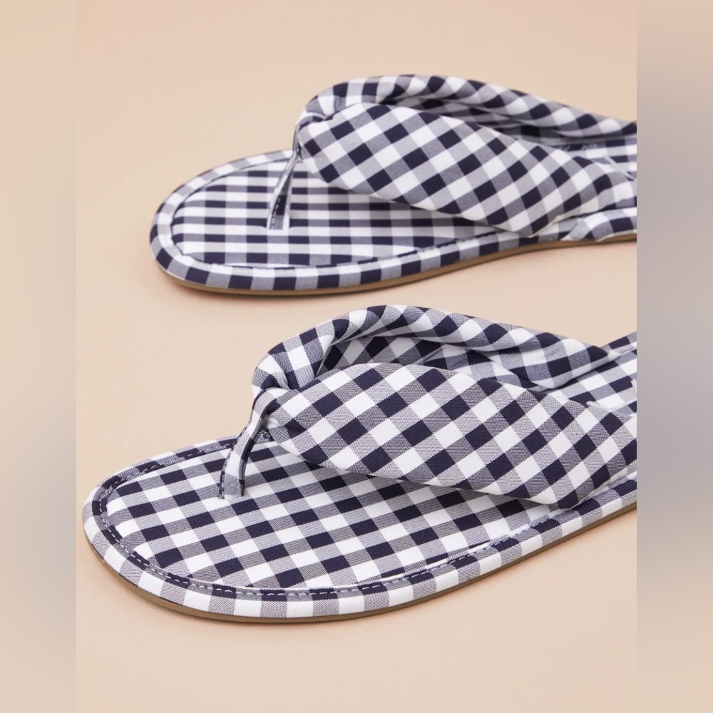 Matisse Beach Collection Navy Blue/White Gingham Slip On Sandals - Size 9 - Picture 5 of 10
